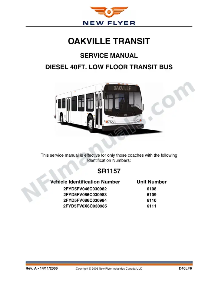 SR1157 Service Manual, Oakville Transit first-page preview