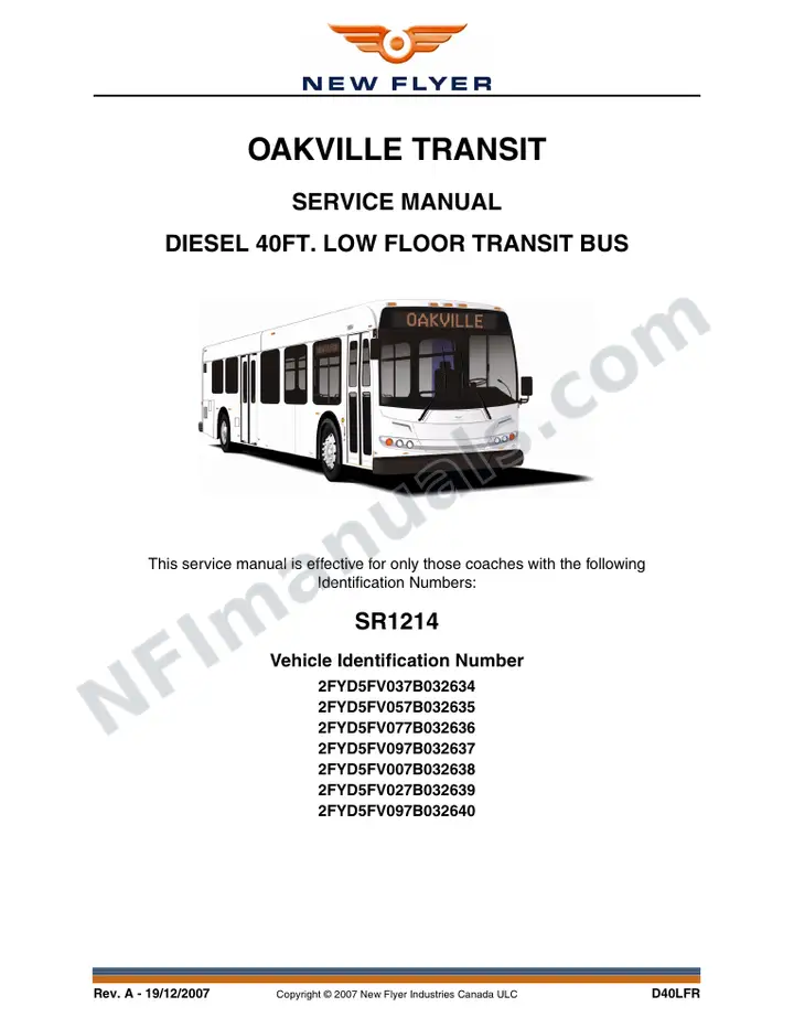 SR1214 Service Manual, Oakville Transit first-page preview