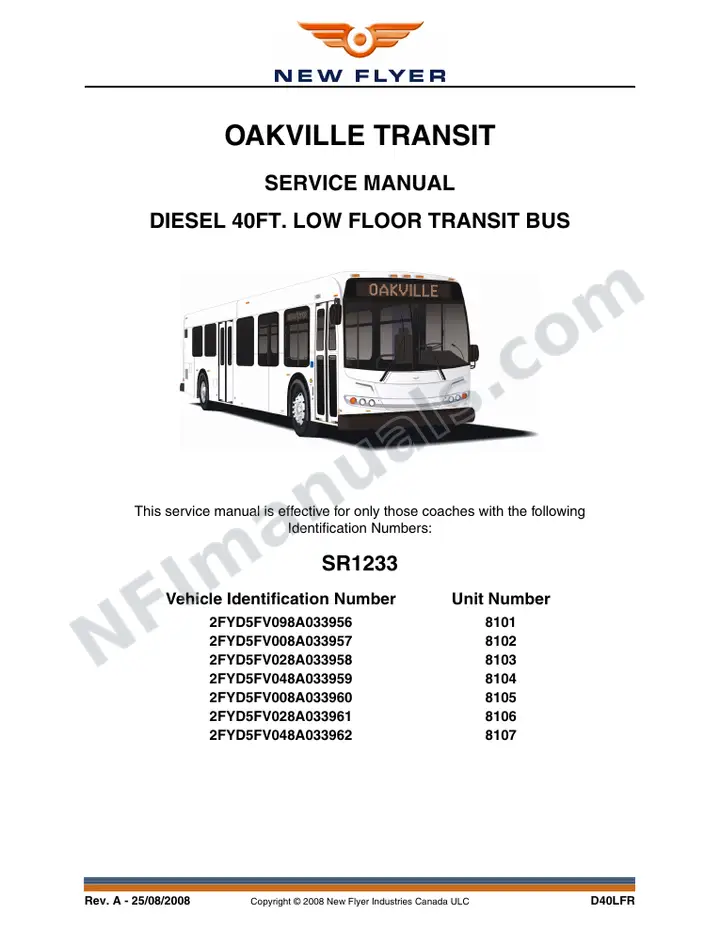 SR1233 Service Manual, Oakville Transit first-page preview