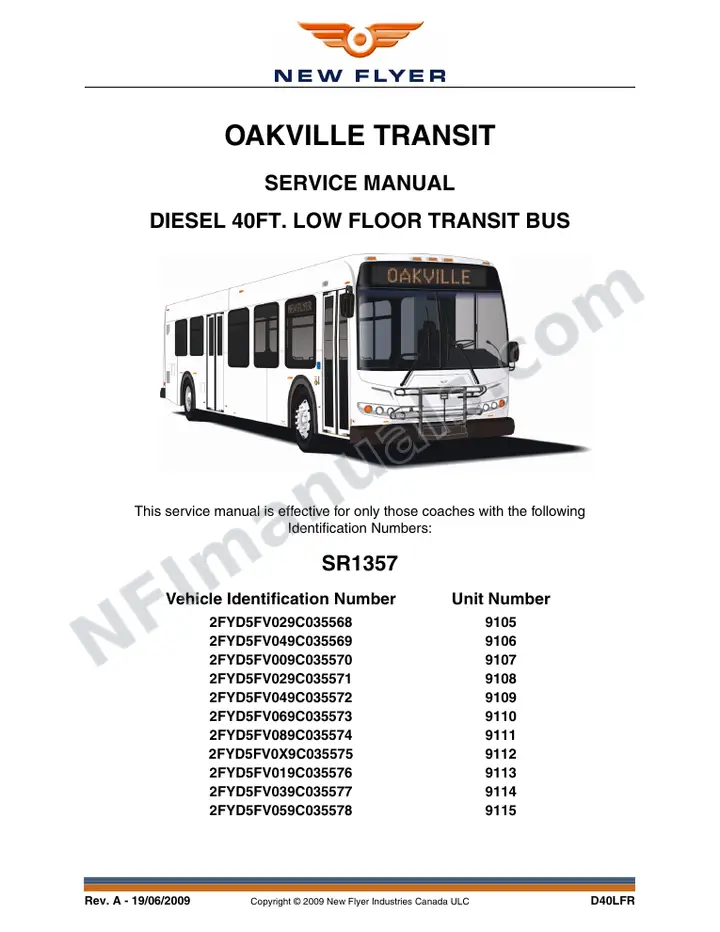 SR1357 Service Manual, Oakville Transit first-page preview