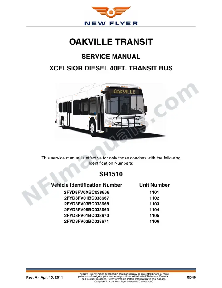 SR1510 Service Manual, Oakville Transit first-page preview