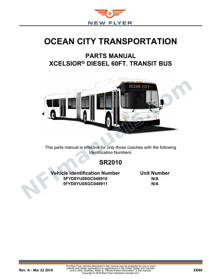 SR2010 Parts Manual, Ocean City Transportation first-page preview