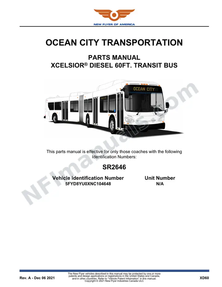 SR2646 Parts Manual, Ocean City Transportation first-page preview