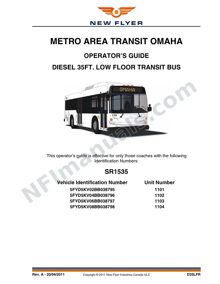 SR1535 Operator's Guide, Metro Area Transit Omaha first-page preview