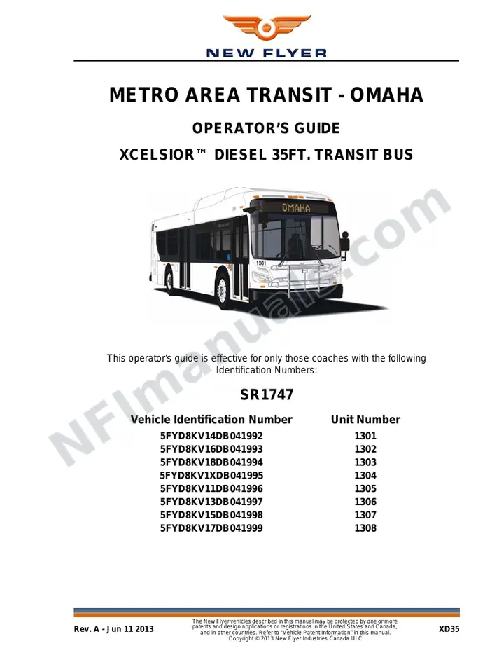 New Flyer XD35 Manual Package - Omaha Metro Transit Authority included manual preview