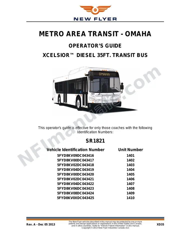 SR1821 Operator's Guide, Metro Area Transit - Omaha first-page preview