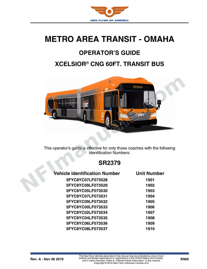 New Flyer XN60 Manual Package - Omaha Metro Transit Authority included manual preview