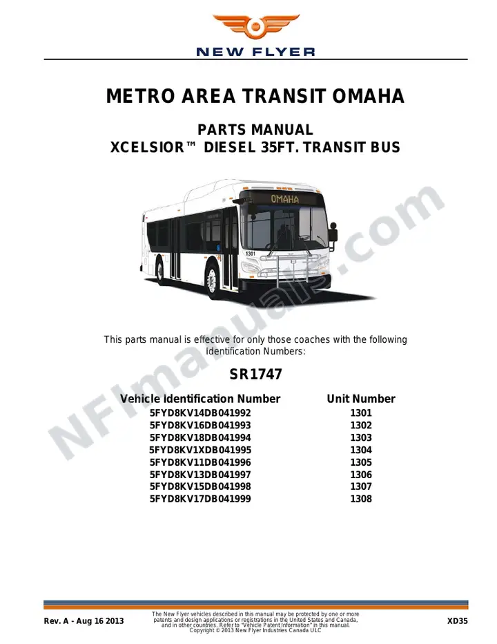 SR1747 Parts Manual, Metro Area Transit Omaha first-page preview