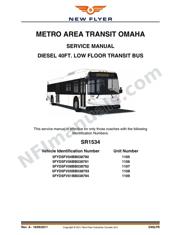 SR1534 Service Manual, Metro Area Transit Omaha first-page preview