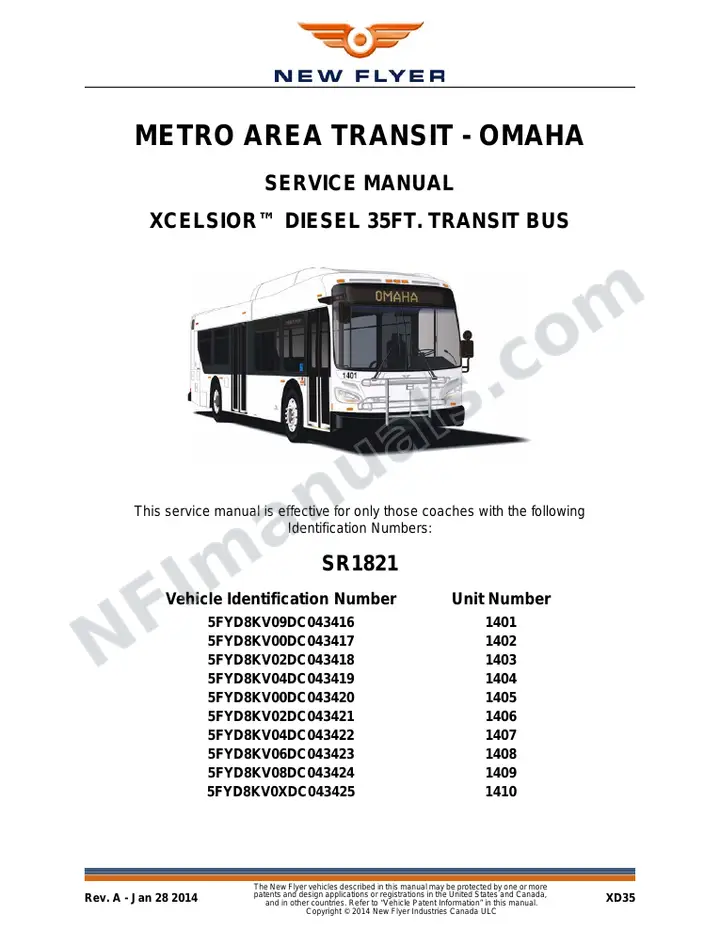 SR1821 Service Manual, Metro Area Transit - Omaha first-page preview