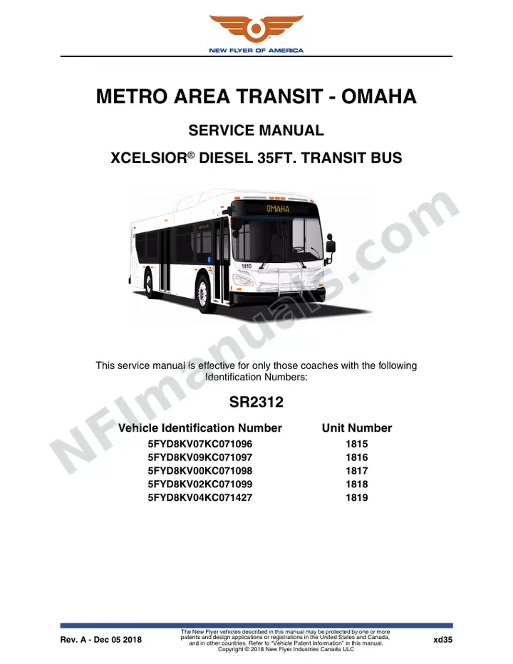 SR2312 Service Manual, Metro Area Transit - Omaha first-page preview