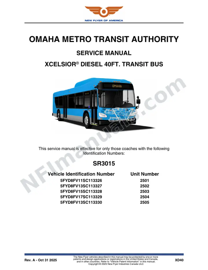SR3015 Service Manual, Omaha Metro Transit Authority first-page preview