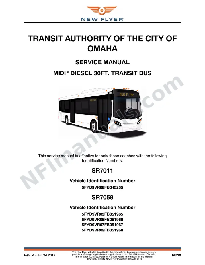 SR7011_7058 Service Manual, Transit Authority of the City of Omaha first-page preview