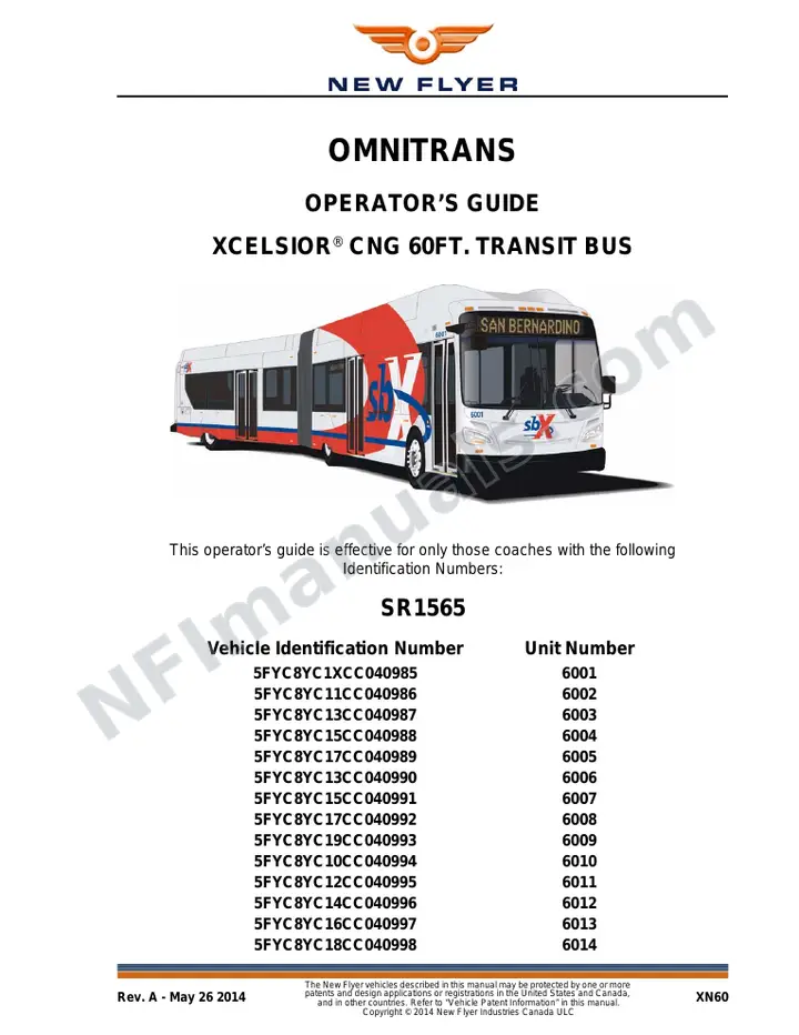 New Flyer XN60 Manual Package - Omnitrans included manual preview