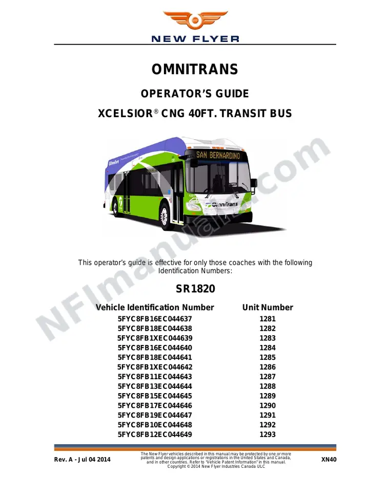 SR1820 Operator's Guide, Omnitrans first-page preview