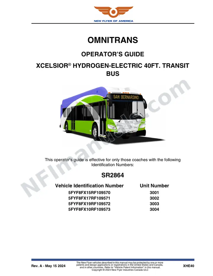 New Flyer XHE40 Manual Package - Omnitrans included manual preview