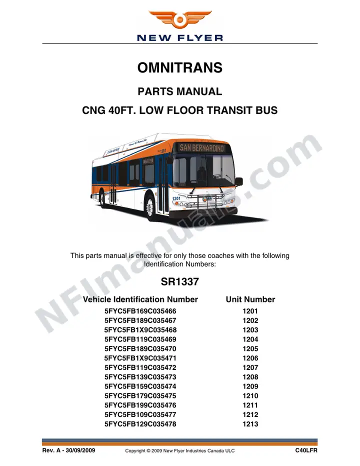 SR1337 Parts Manual, OMNITRANS first-page preview