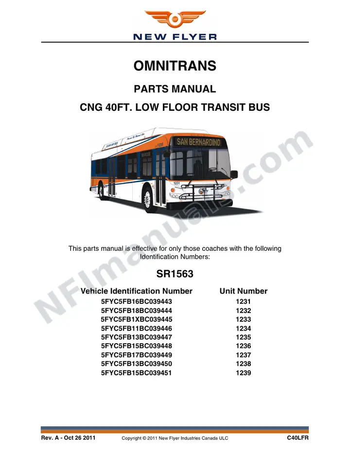 SR1563 Parts Manual, Omnitrans first-page preview