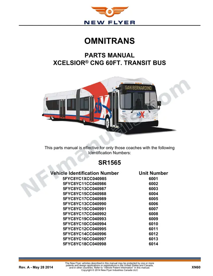 1565 Parts Manual, OMNITRANS first-page preview