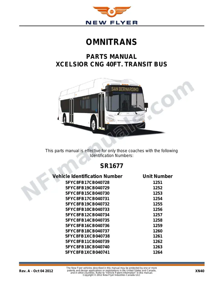 SR1677 Parts Manual, OMNITRANS first-page preview