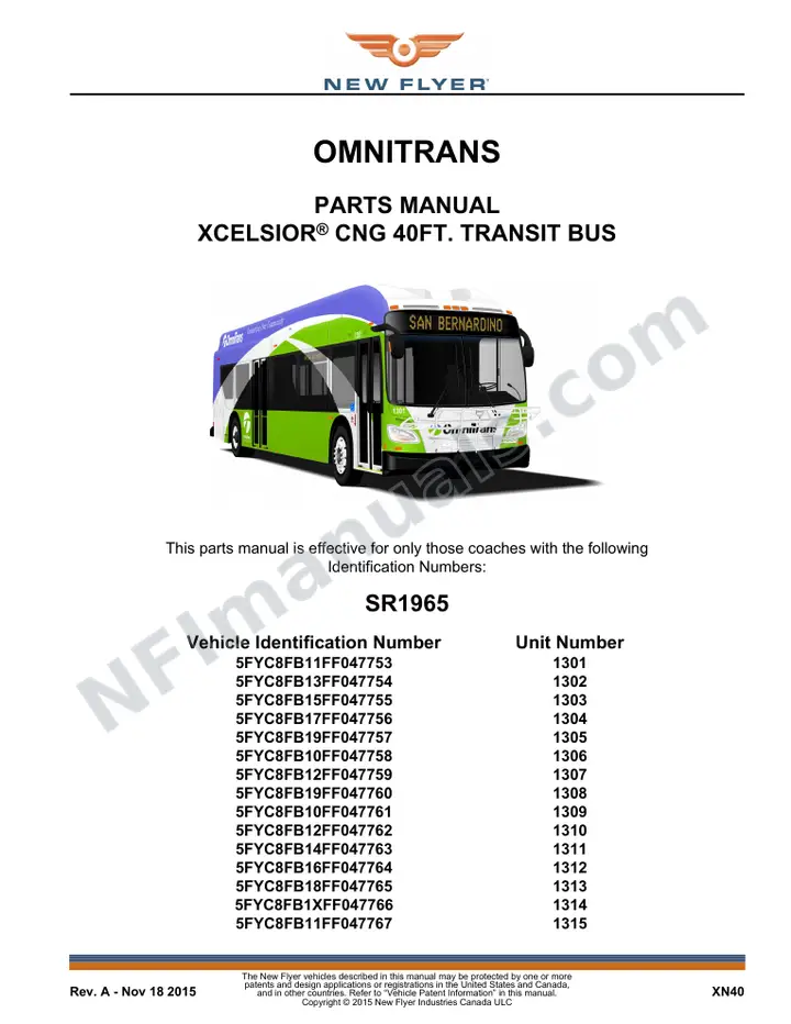 SR1965 Parts Manual, Omnitrans first-page preview