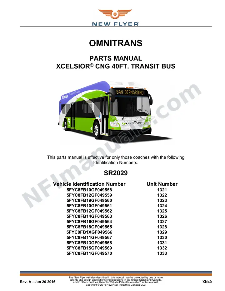 SR2029 Parts Manual, Omnitrans first-page preview