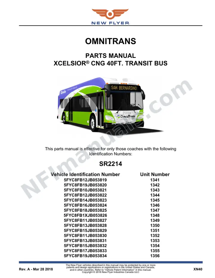 SR2214 Parts Manual, Omnitrans first-page preview