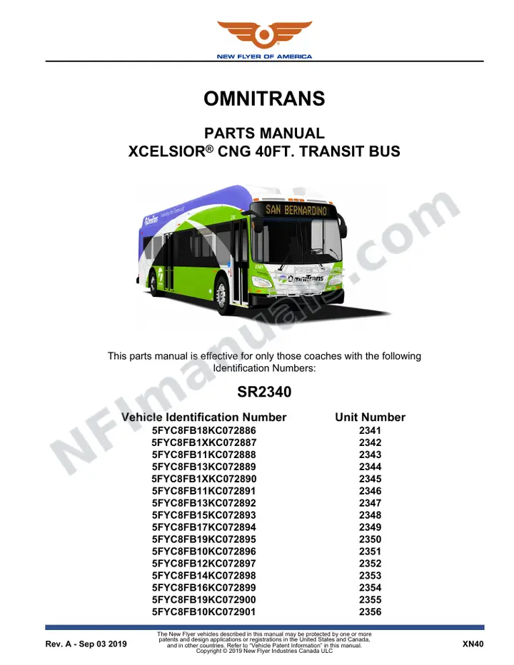 SR2340 Parts Manual, Omnitrans first-page preview