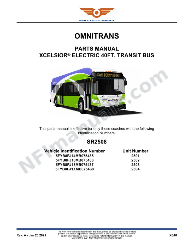 SR2508 Parts Manual, Omnitrans first-page preview