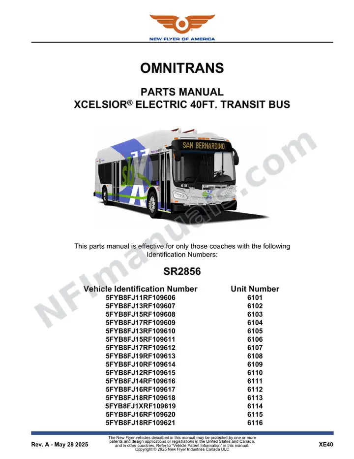 SR2856 Parts Manual, Omnitrans first-page preview
