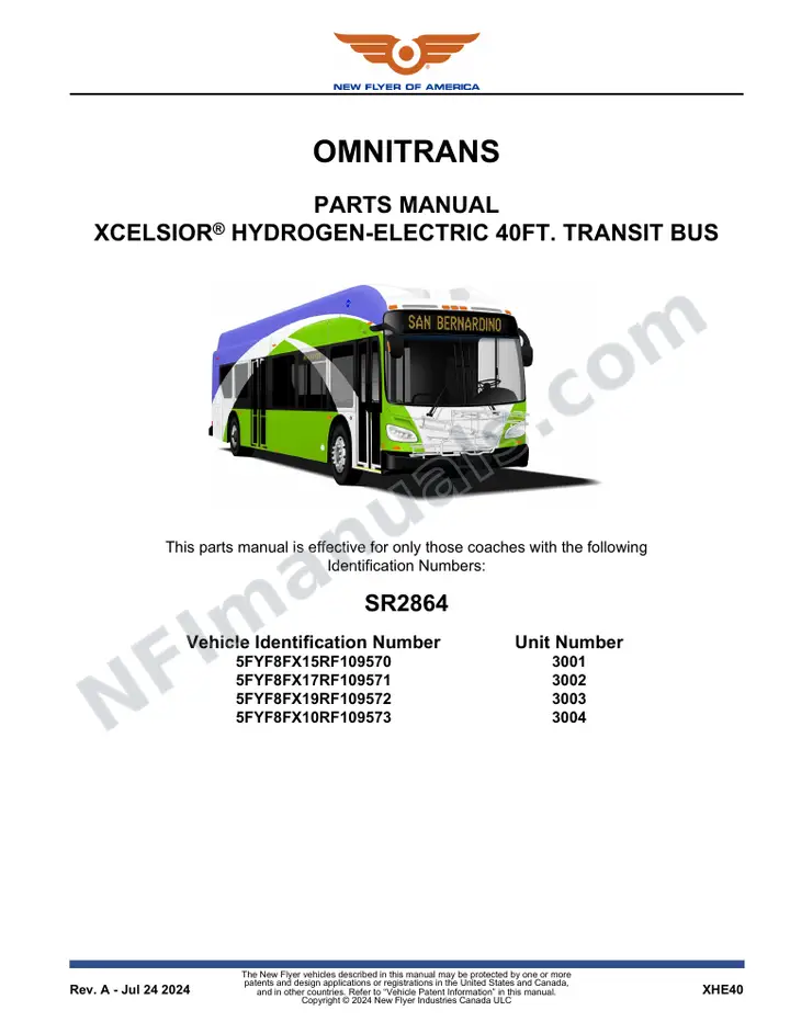 SR2864 Parts Manual, Omnitrans first-page preview