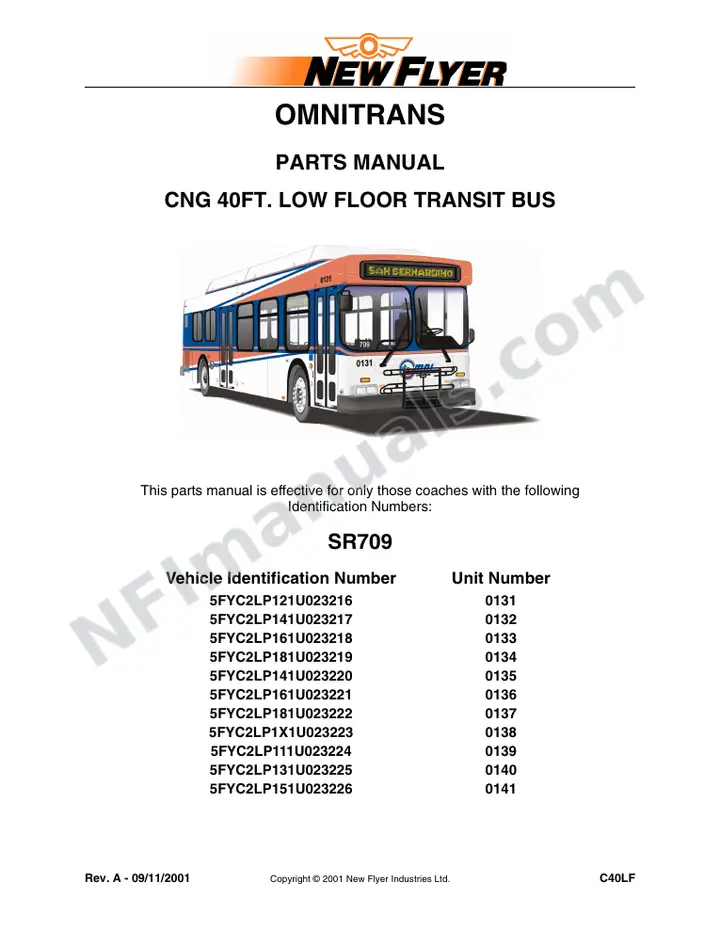 SR709 Parts Manual, Omnitrans first-page preview