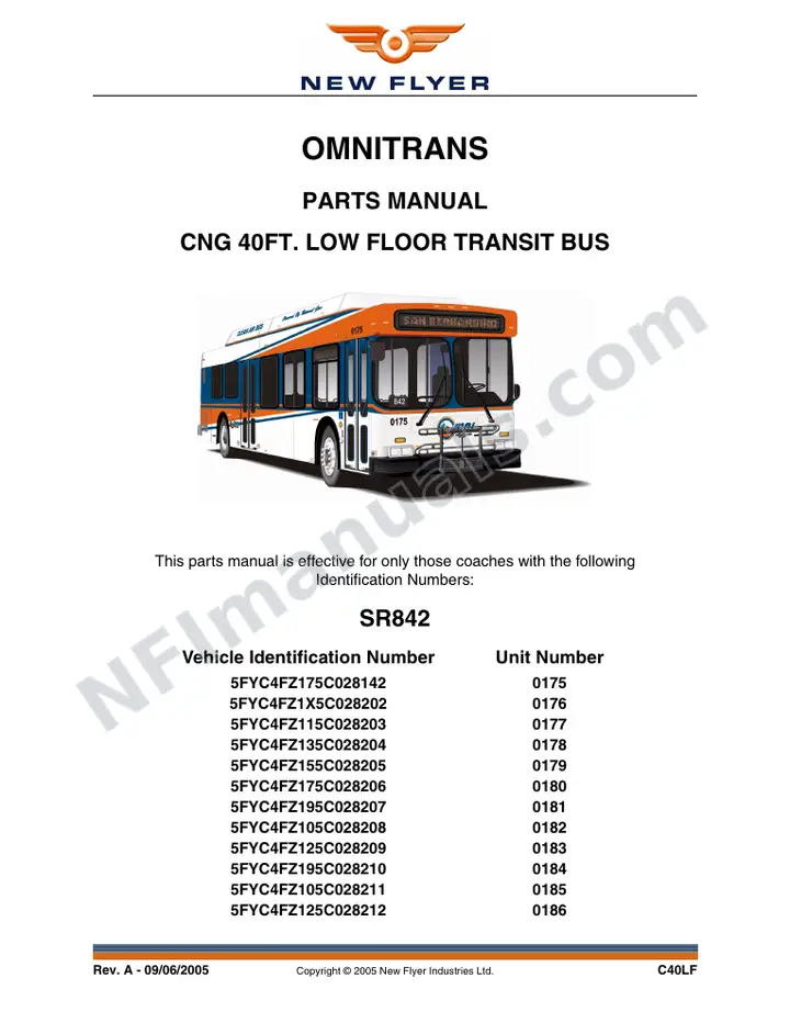 SR842 Parts Manual, Omnitrans first-page preview