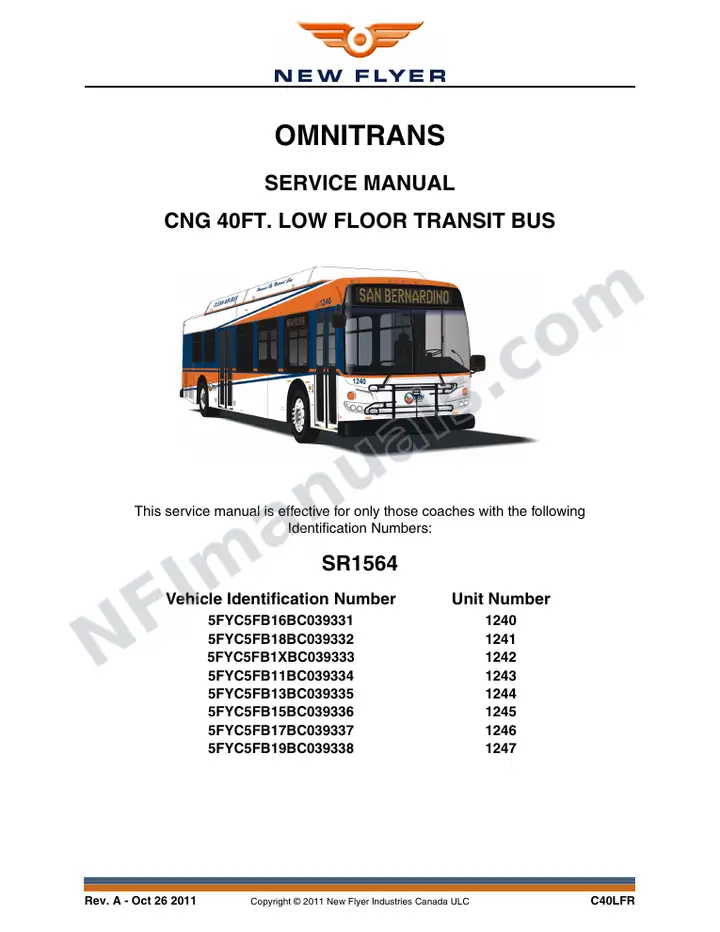 SR1564 Service Manual, Omnitrans first-page preview
