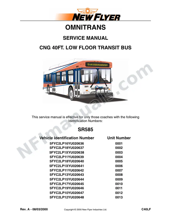 SR585/654 Service Manual, Omnitrans first-page preview