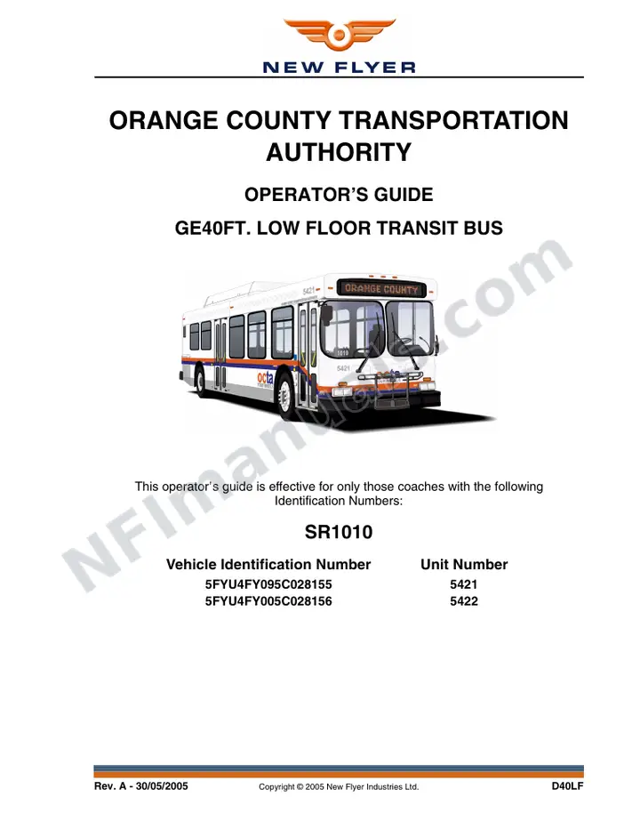 SR1010 Operator's Guide, Orange County Transportation first-page preview