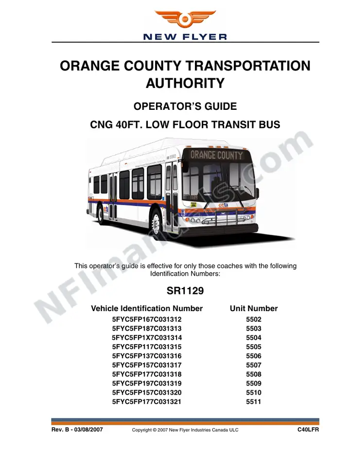 SR1129_1150 Operator's Guide, Orange County Transportaion Authority first-page preview