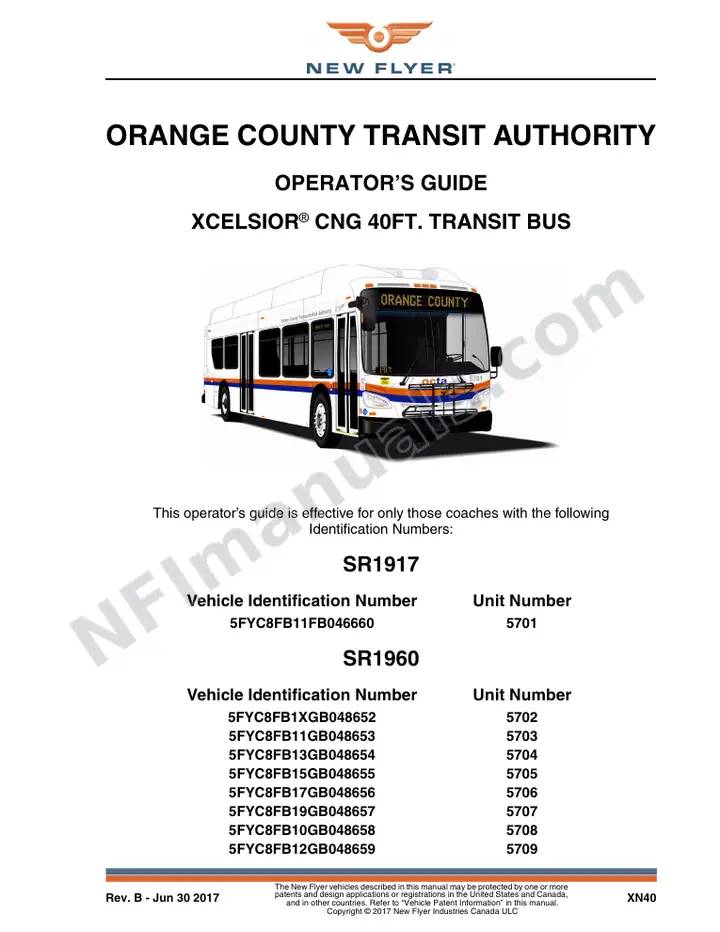 New Flyer XN40 Manual Package - Orange County Transportation Authority included manual preview