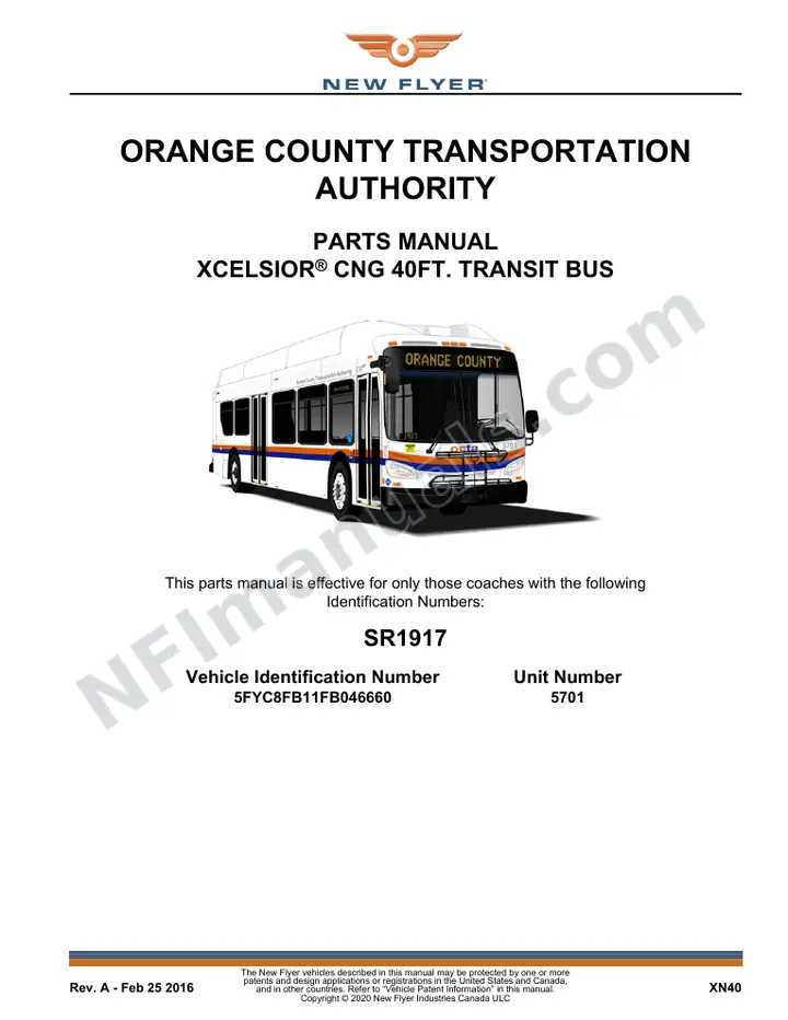 SR1917 Parts Manual, Orange County Transportation Authority first-page preview