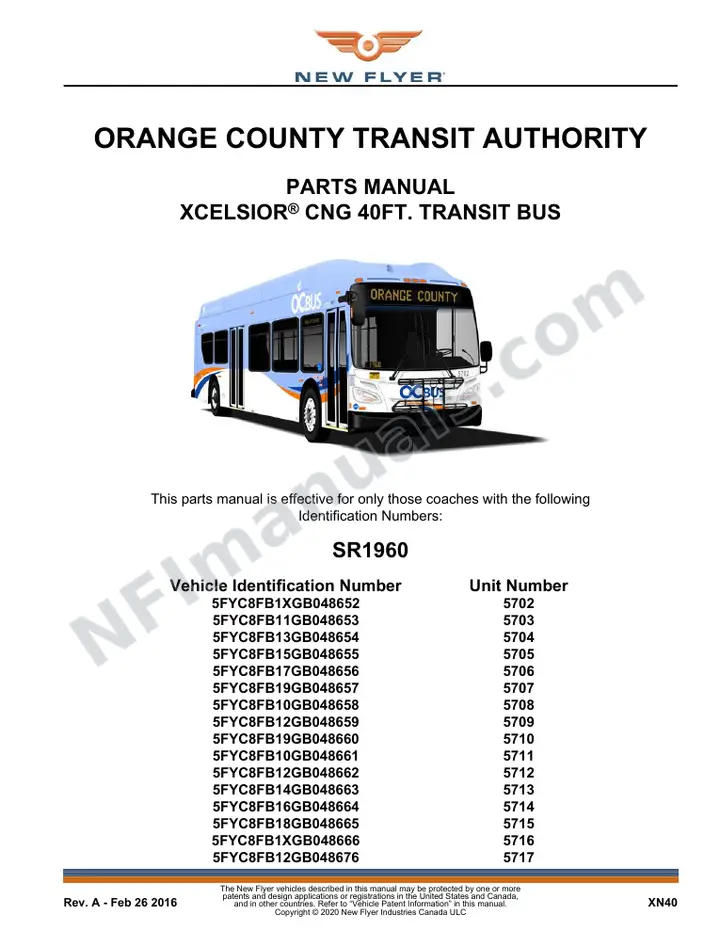 SR1960_1985 Parts Manual, Orange County Transit Authority first-page preview