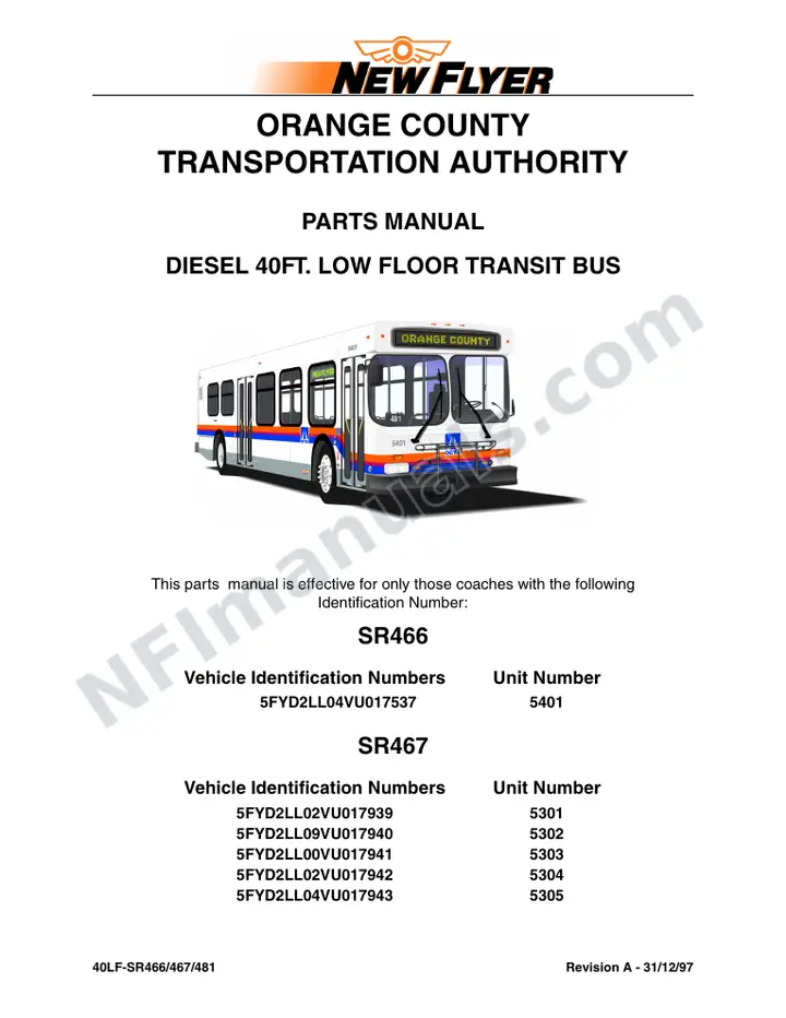SR466/467/481 Parts Manual, Orange County Transportation Authority first-page preview