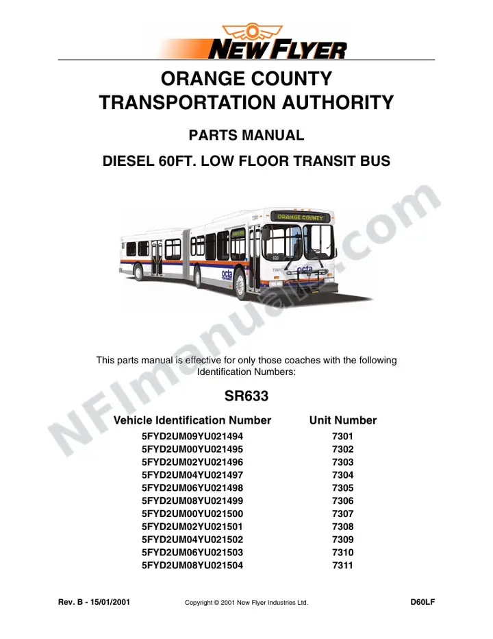 SR633 Parts Manual, Orange County Transportation Authority first-page preview
