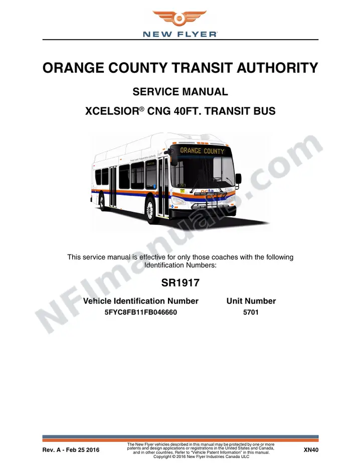 SR1917 Service Manual, Orange County Transit Authority first-page preview