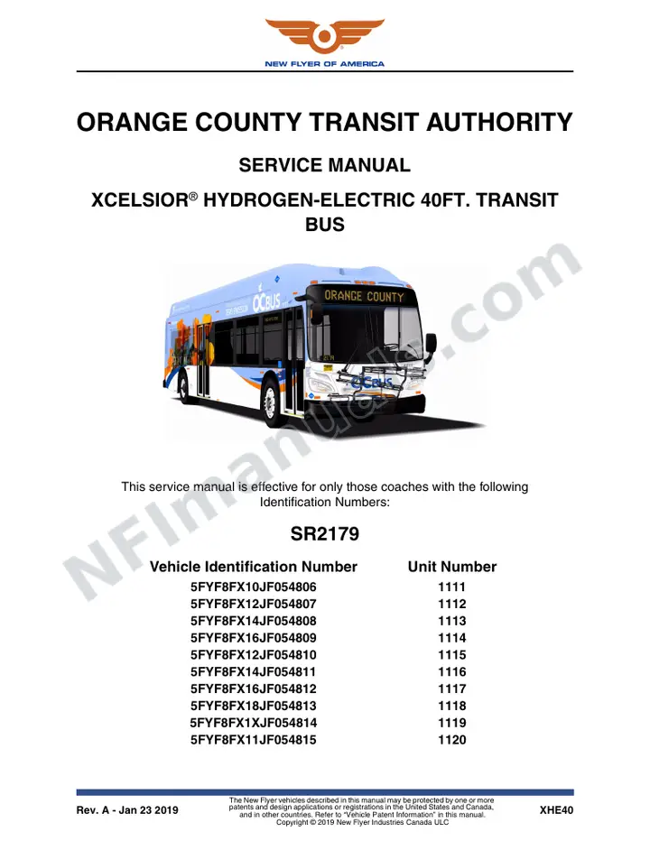 SR2179 Service Manual, Orange County Transit Authority first-page preview