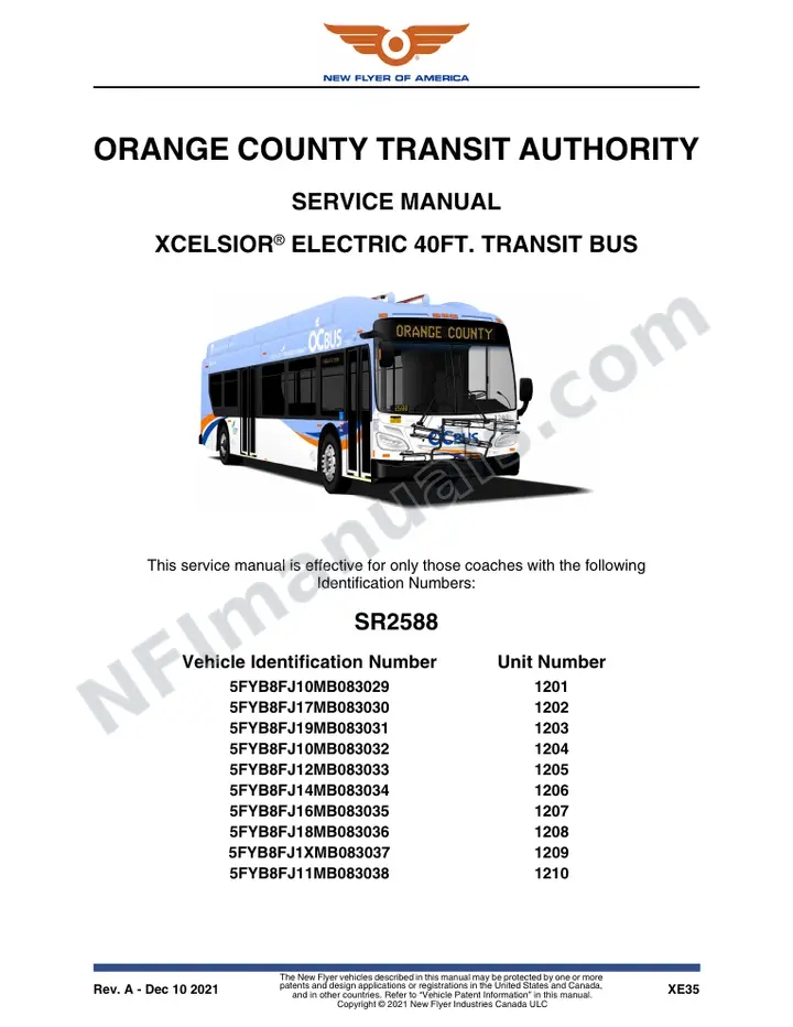 SR2588 Service Manual, Orange County Transit Authority first-page preview