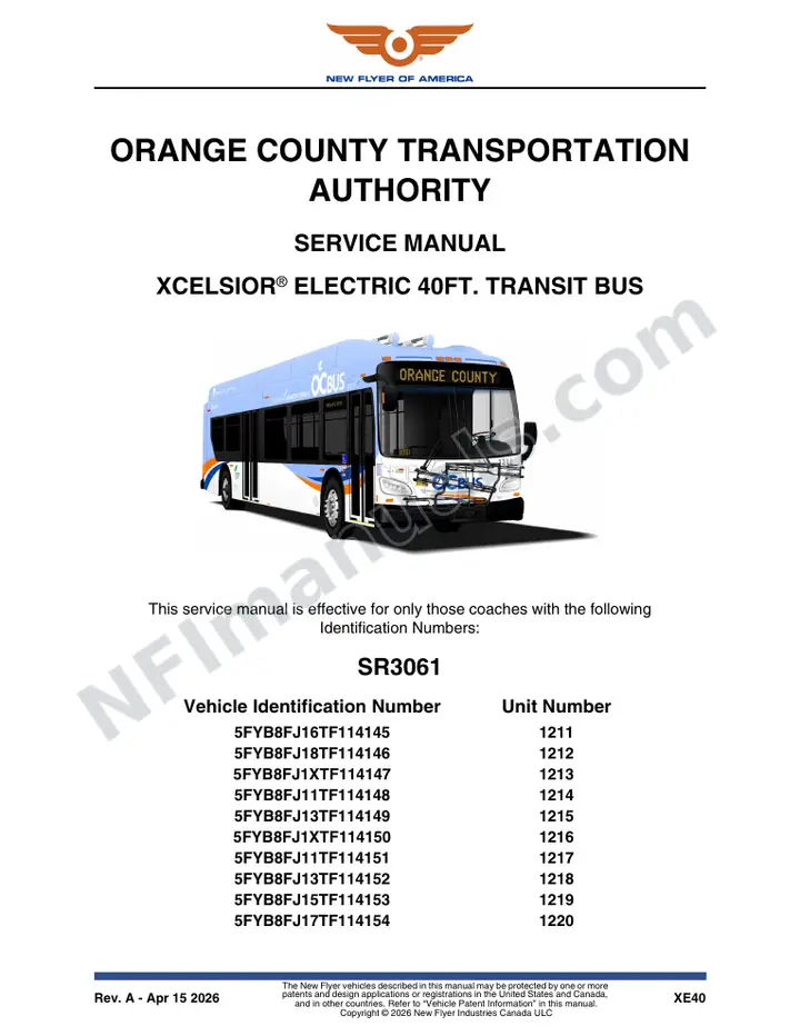 SR3061 Service Manual, Orange County Transportation Authority first-page preview