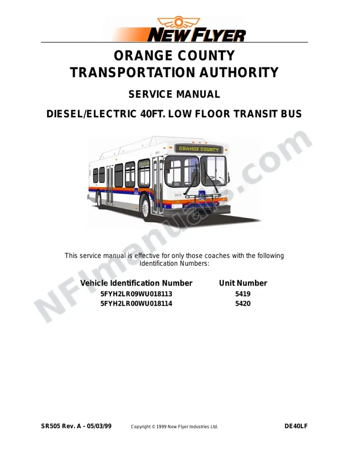 SR505 Service Manual, Orange County Transportation Authority first-page preview