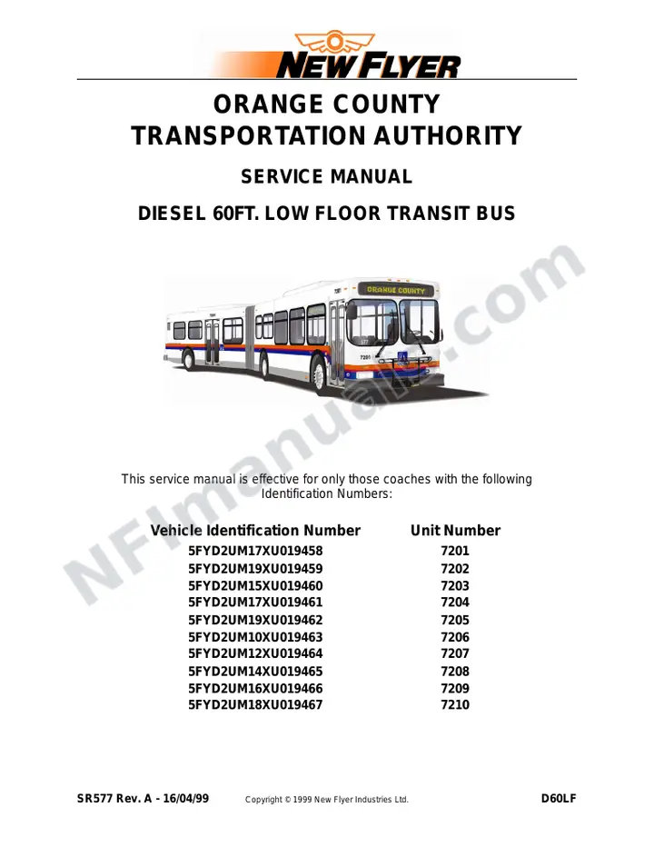SR577 Service Manual, Orange County Transportation Authority first-page preview