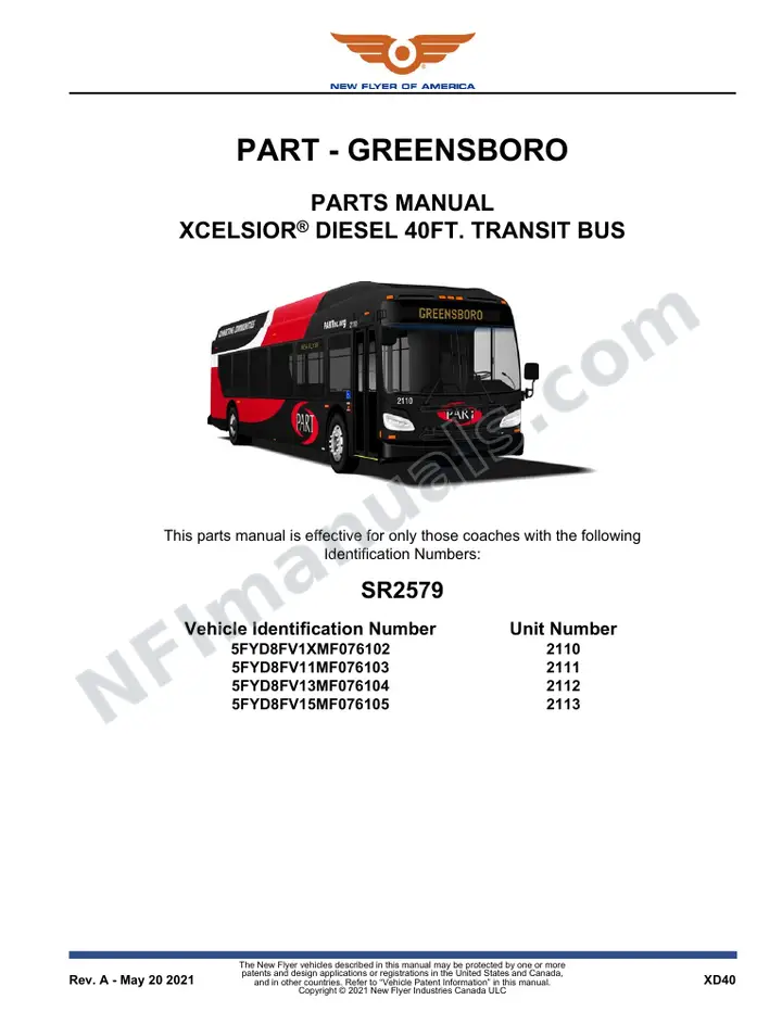 SR2579 Parts Manual, PART - Greensboro first-page preview