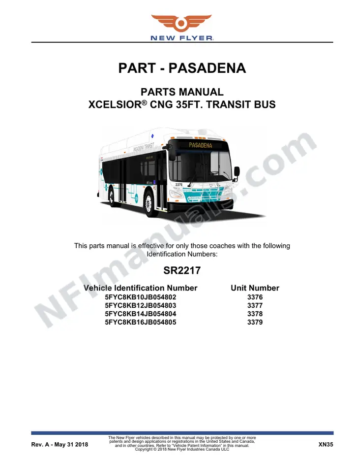SR2217 Parts Manual, PART - Pasadena first-page preview